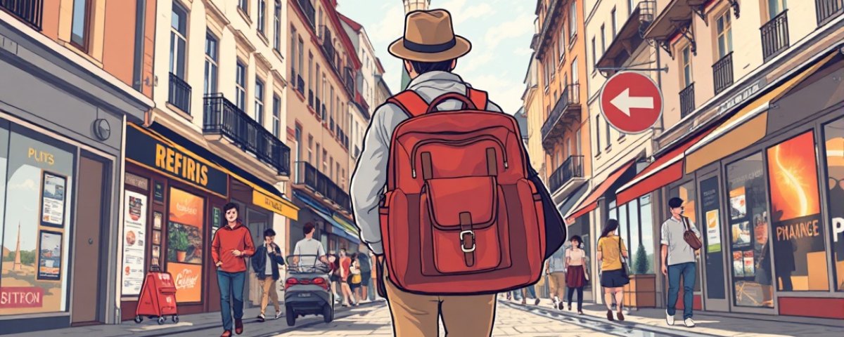 Scène de rue touristique et vigilance face aux arnaques