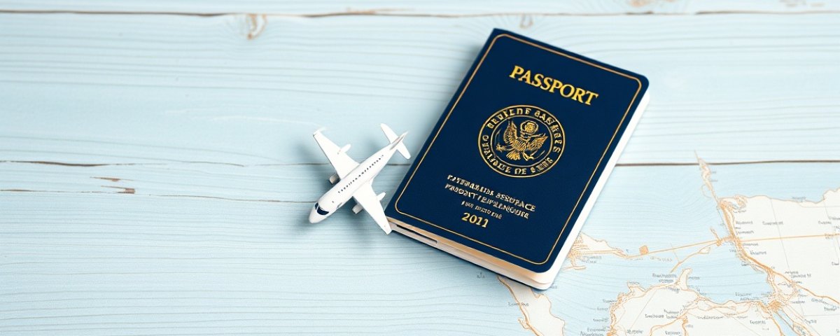 Trousse de secours, passeport et avion en papier