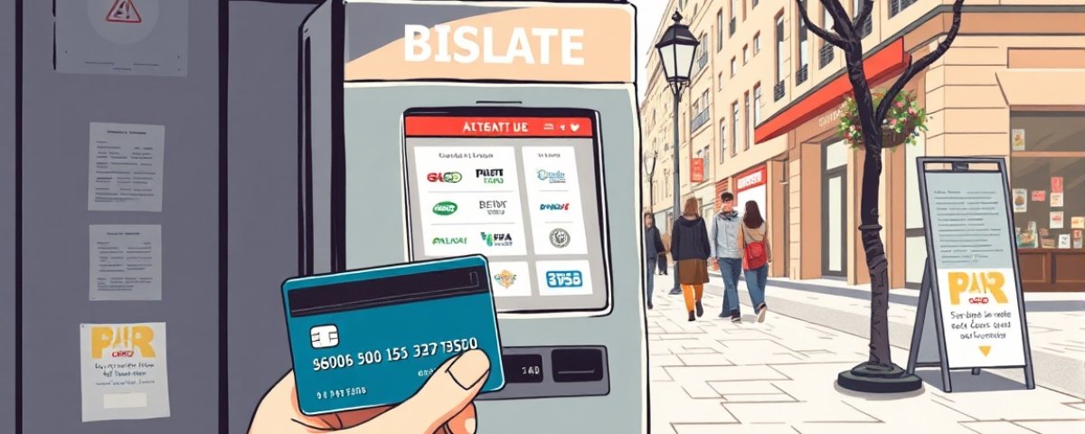 Carte bancaire devant un distributeur à l’étranger
