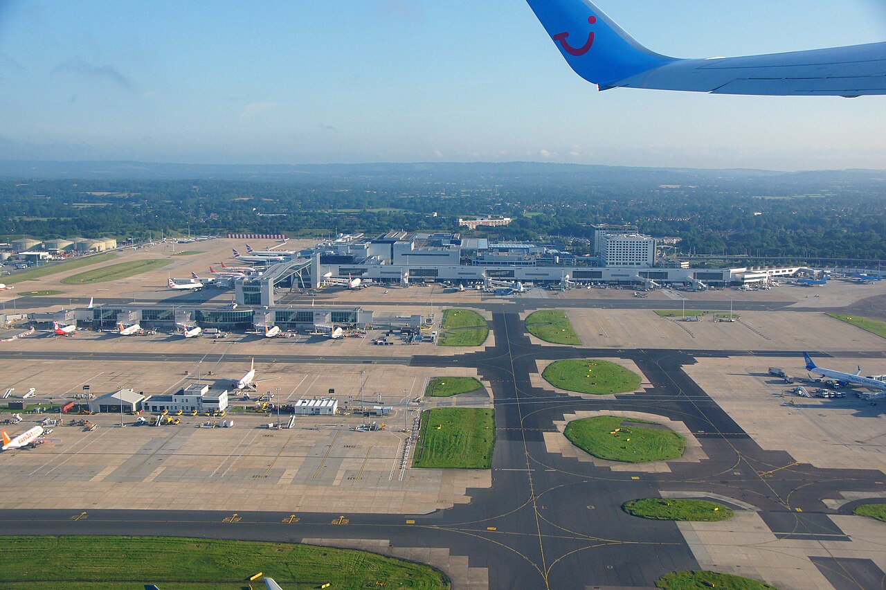 Aéroport de Londres Gatwick vu du ciel (Royaume-Uni)