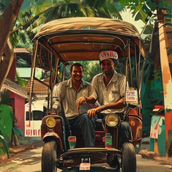 Illustration : Tuk-tuk qui « fait la visite » à Colombo