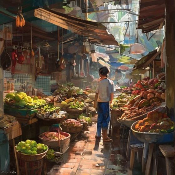 Illustration : Marché avec odeur horrible à Trang
