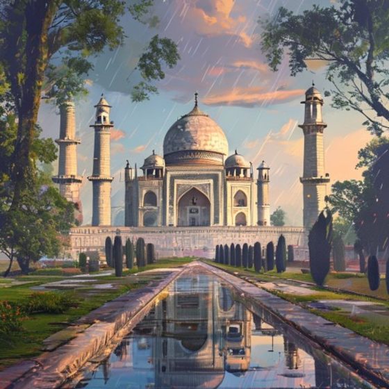 Illustration : Le Taj Mahal, sublime sous des trombes d'eau (paraît-il)