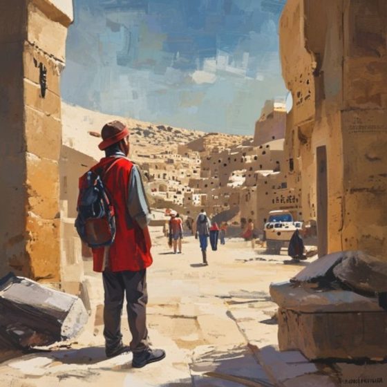 Illustration : Mon guide de Petra est parti chercher de l'eau. Je l'attends encore.