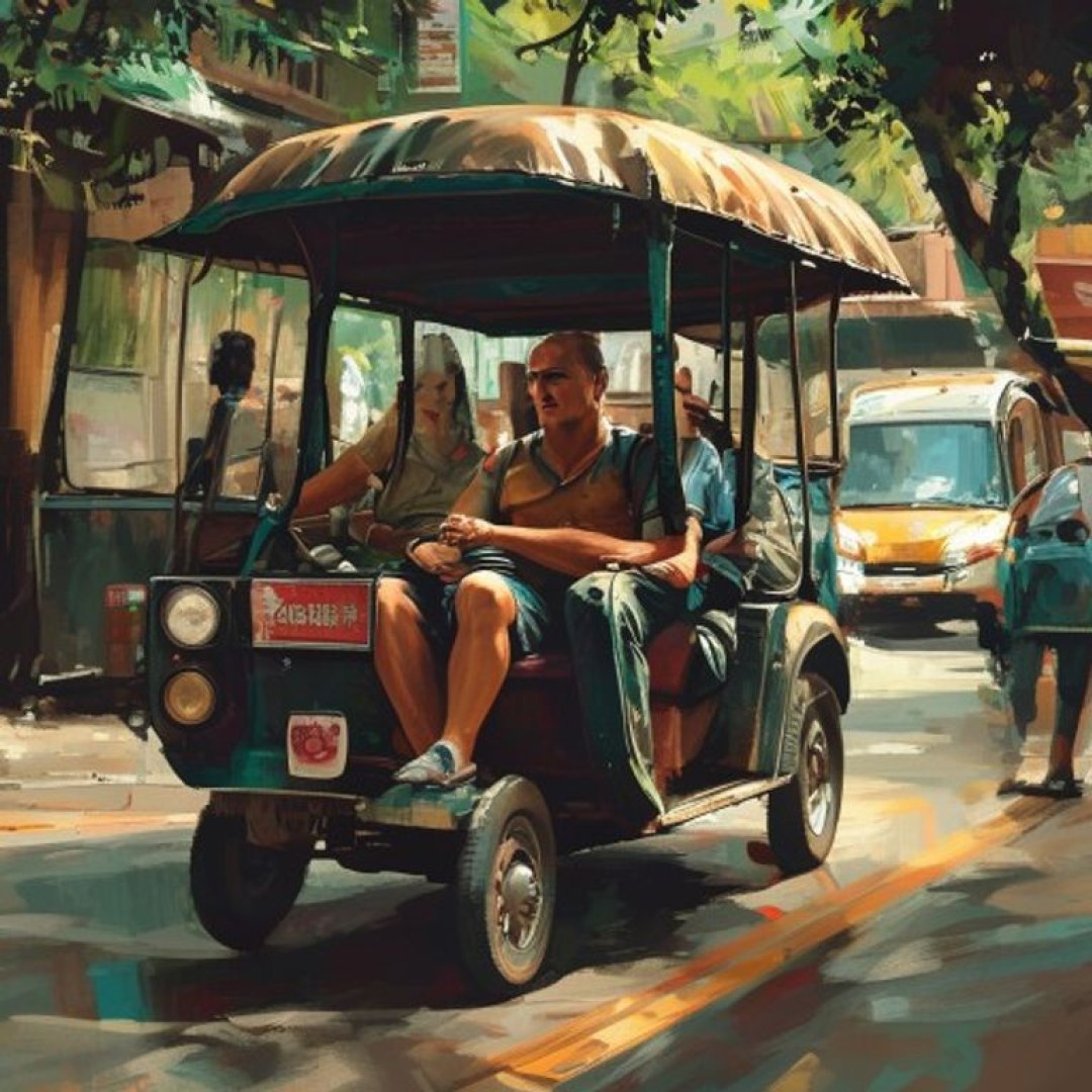 Illustration de la galère : Chaussure perdues dans un Tuk Tuk