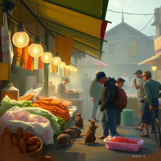 Illustration : Les rats au marché de Trang